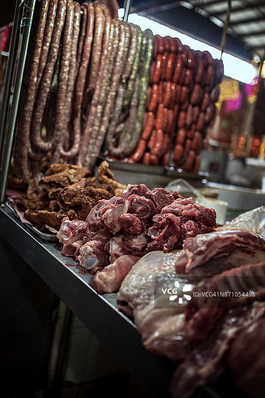 受欢迎的食品市场：肉类图片素材