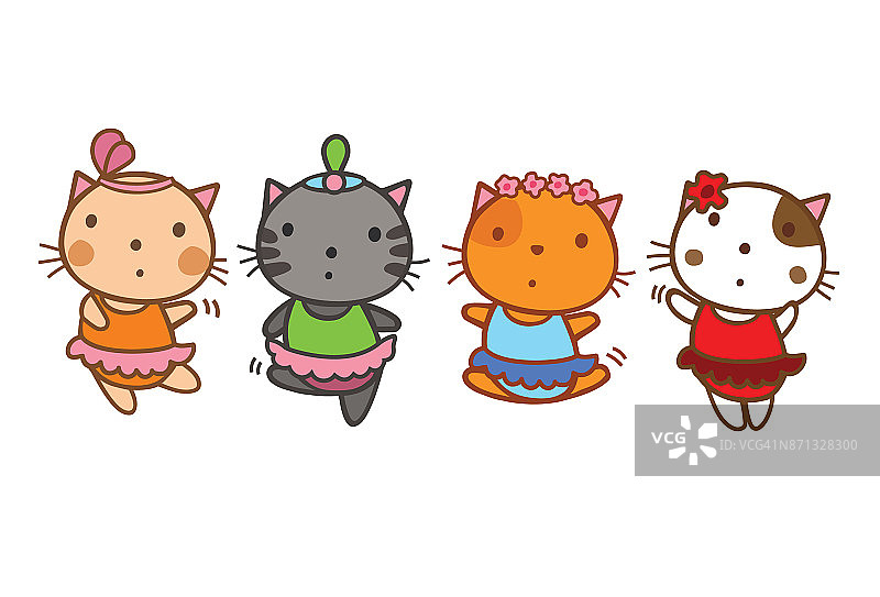 卡通小猫芭蕾舞演员图片素材