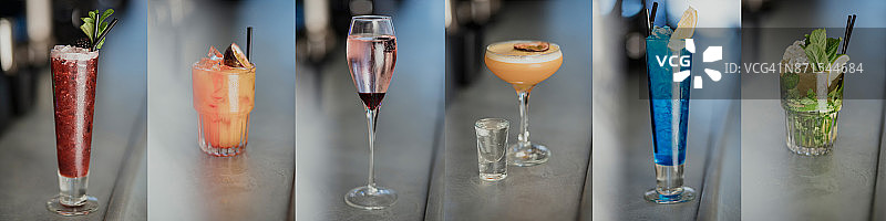 鸡尾酒拼贴画图片素材
