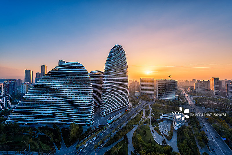 望京日出图片素材