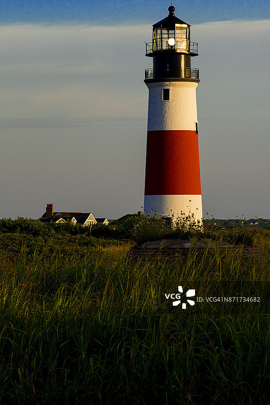 桑卡蒂角灯塔，楠塔基特，马萨诸塞州图片素材