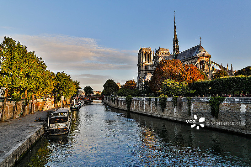 晨光下的巴黎圣母院图片素材