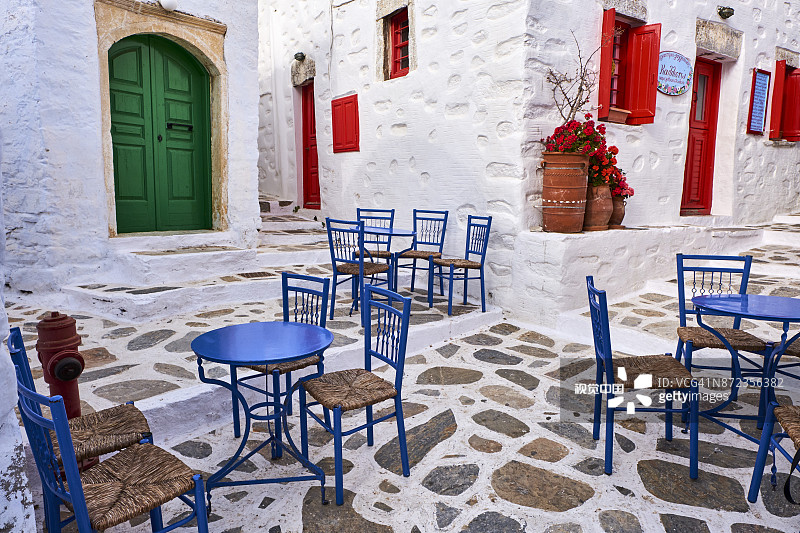 希腊基克拉泽斯群岛阿莫尔戈斯岛朗加达村图片素材