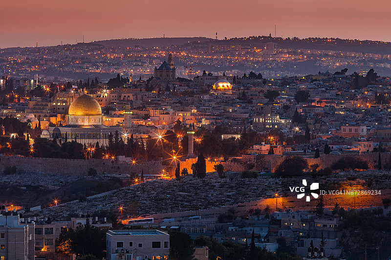 耶路撒冷老城夜景图片素材