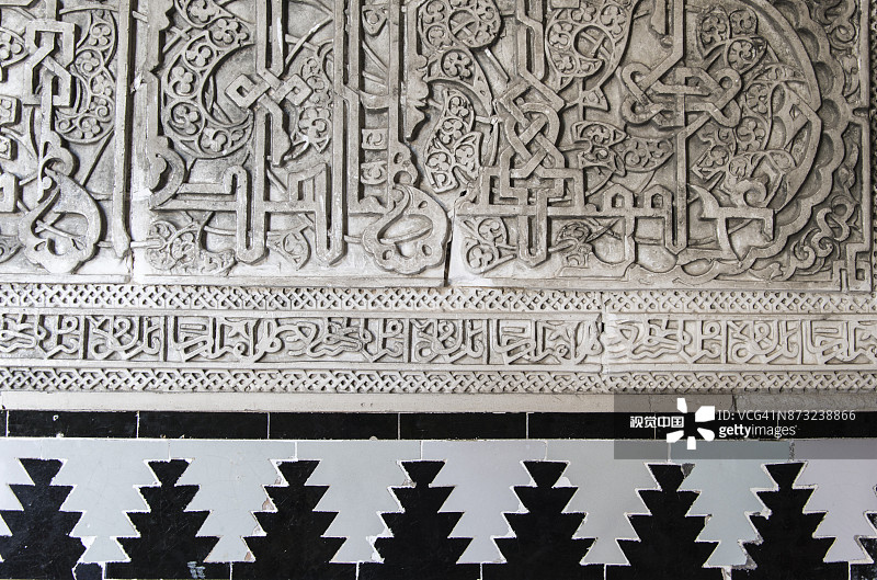 西班牙塞维利亚的阿尔卡萨城堡：摩尔式阿拉伯设计图片素材