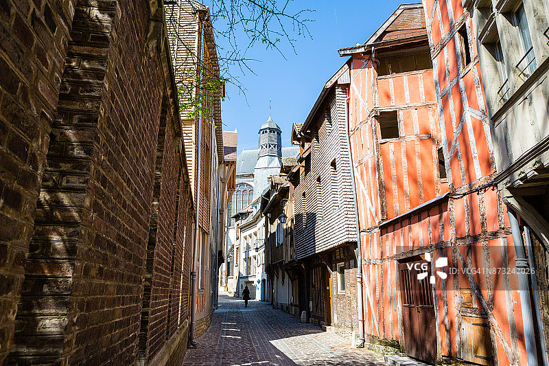 特鲁瓦的半木结构建筑图片素材