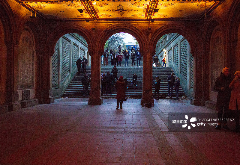 在中央公园水库歌唱的歌剧演员图片素材