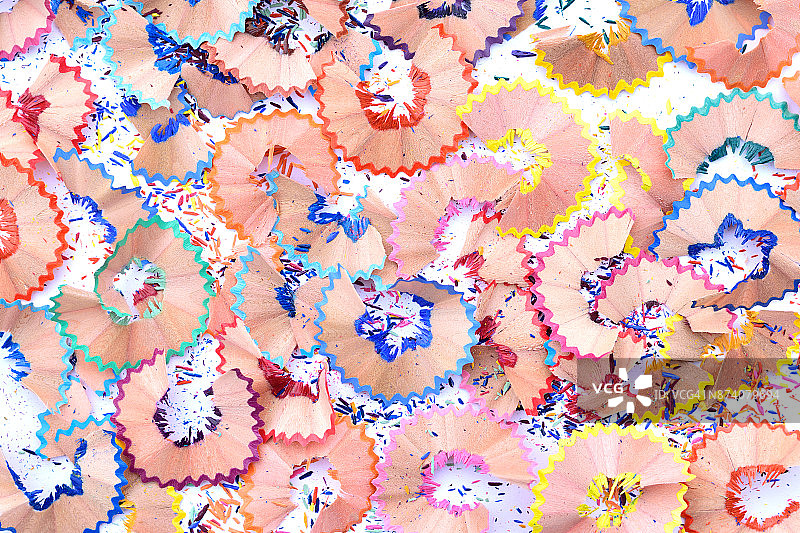 彩色铅笔屑特写图片素材