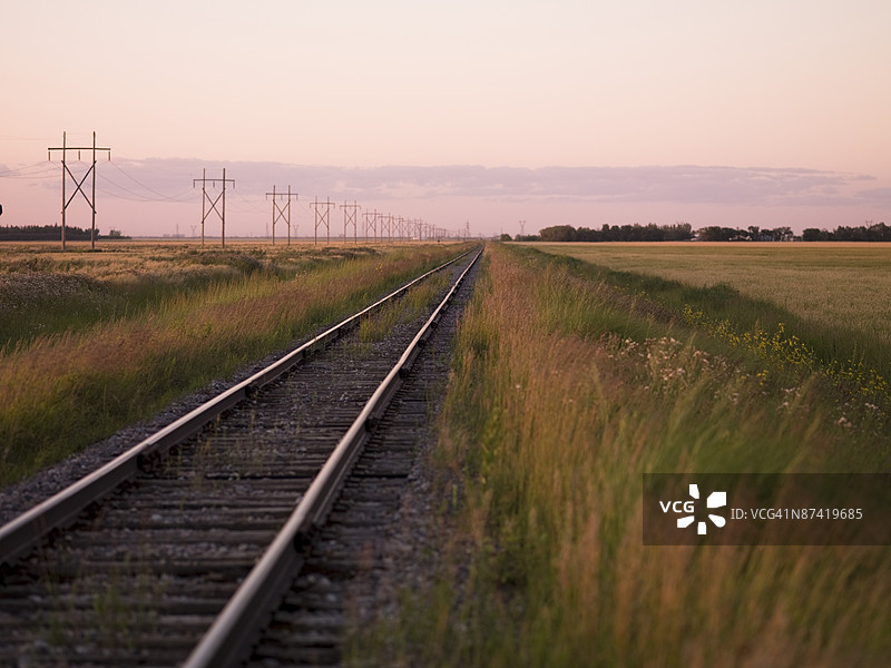 加拿大曼尼托巴省的铁路轨道图片素材