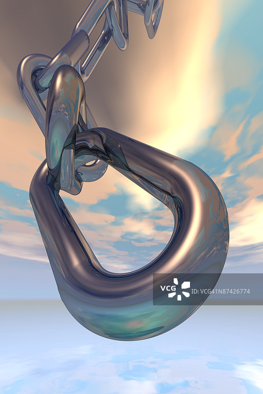 云层中链条的末端图片素材