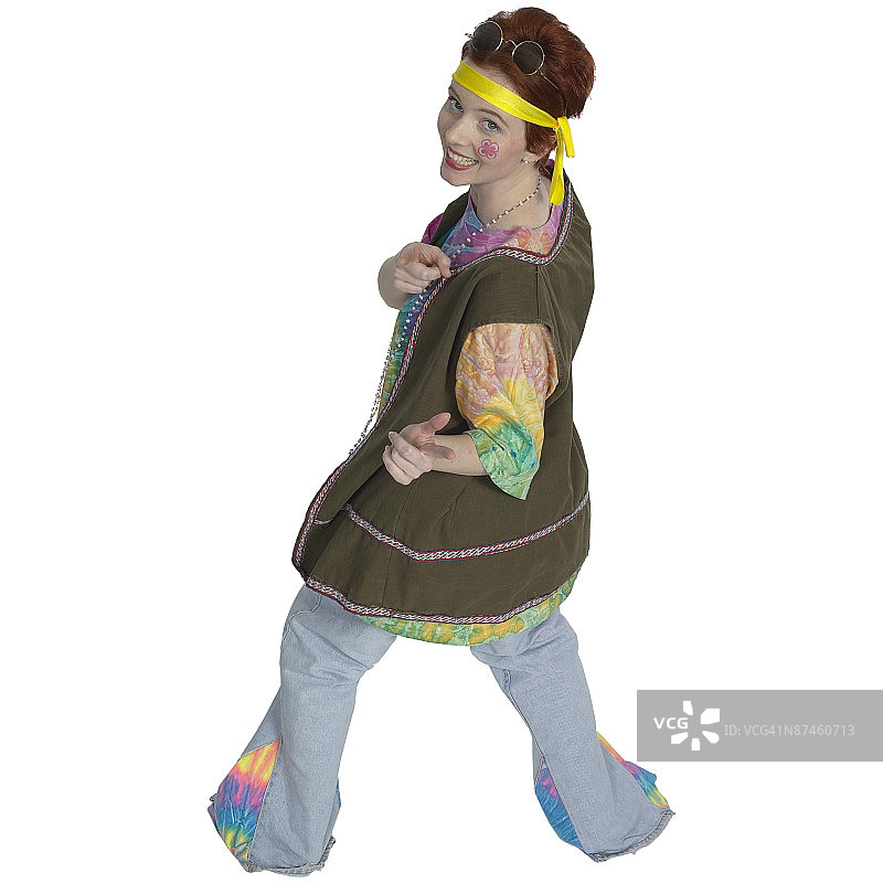 穿着嬉皮服装的女孩的肖像图片素材
