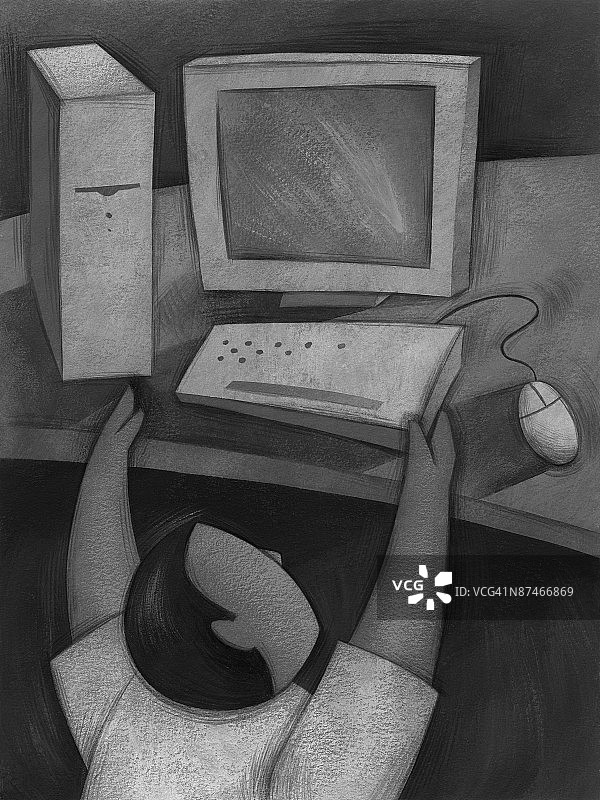 坐在椅子上的女人的高角度视角图片素材