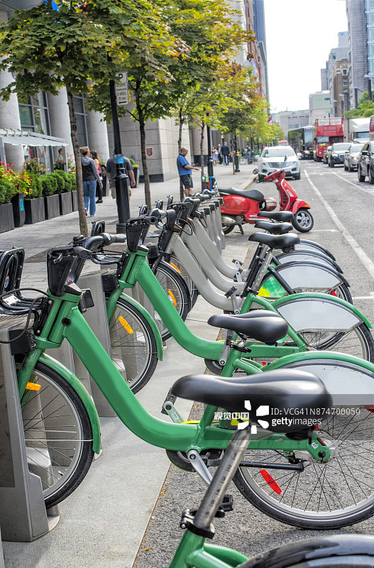 加拿大蒙特利尔的自行车租赁图片素材