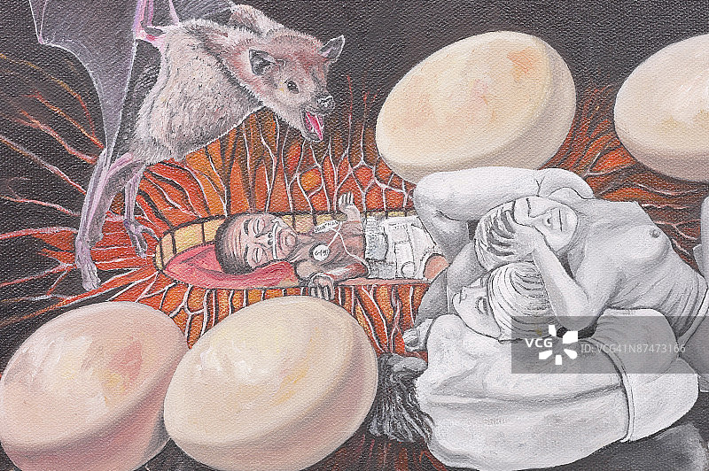 描绘死亡和地狱的奇幻绘画图片素材