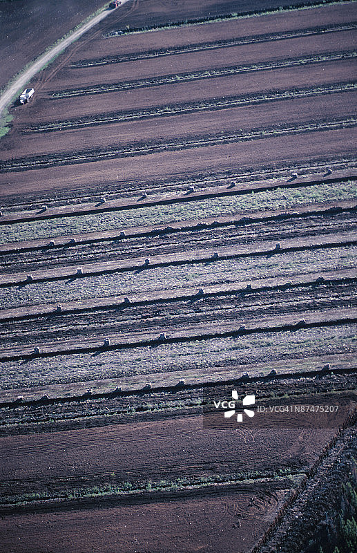 泥炭藓农场的鸟瞰图图片素材