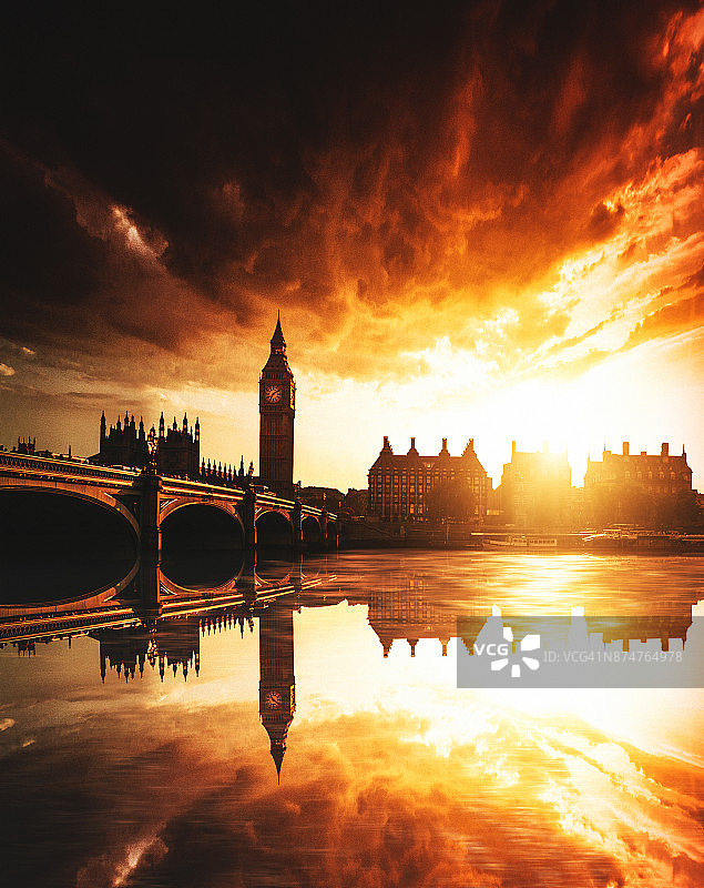 伦敦倒影图片素材
