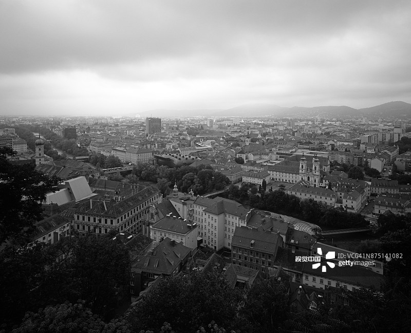 格拉茨天际线全景图片素材