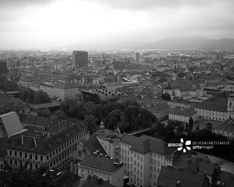 格拉茨天际线全景图片素材