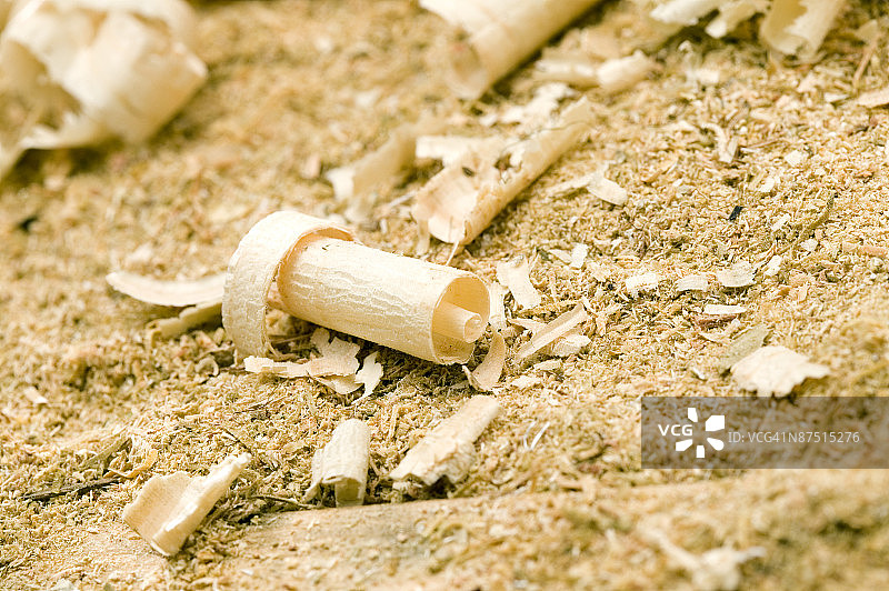 卷曲的木屑特写图片素材