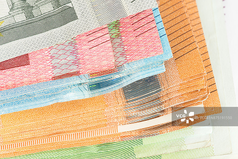 欧元纸币特写图片素材