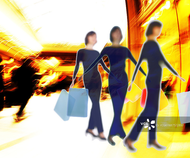 三个购物者图片素材