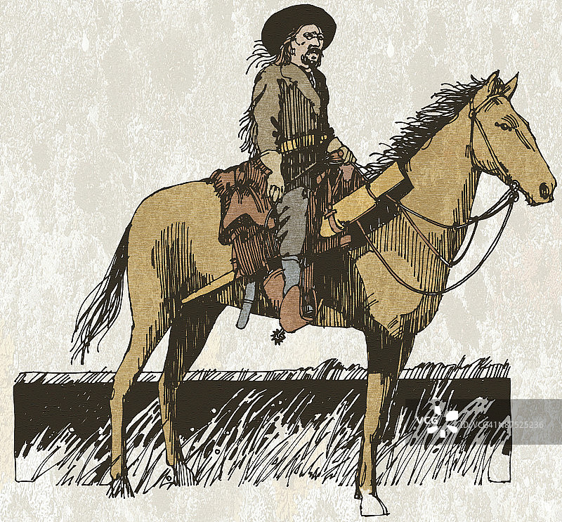 牛仔骑在马背上图片素材