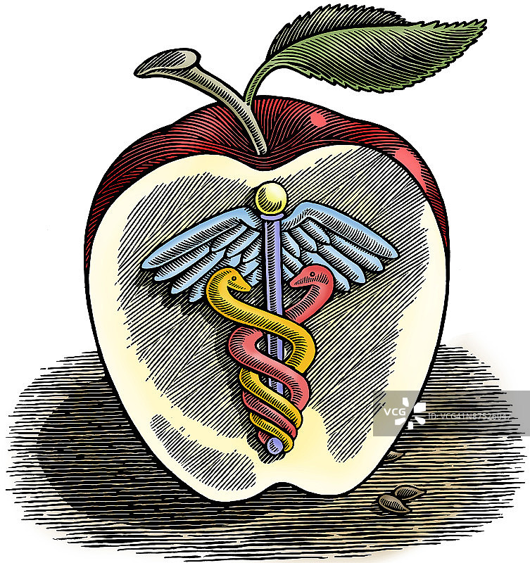 水果上的医疗标志图片素材