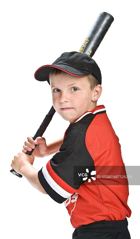 摆出击球姿势的T恤棒球运动员图片素材