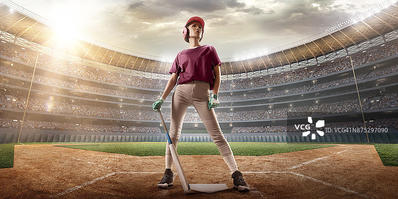 专业赛场上的垒球女选手图片素材