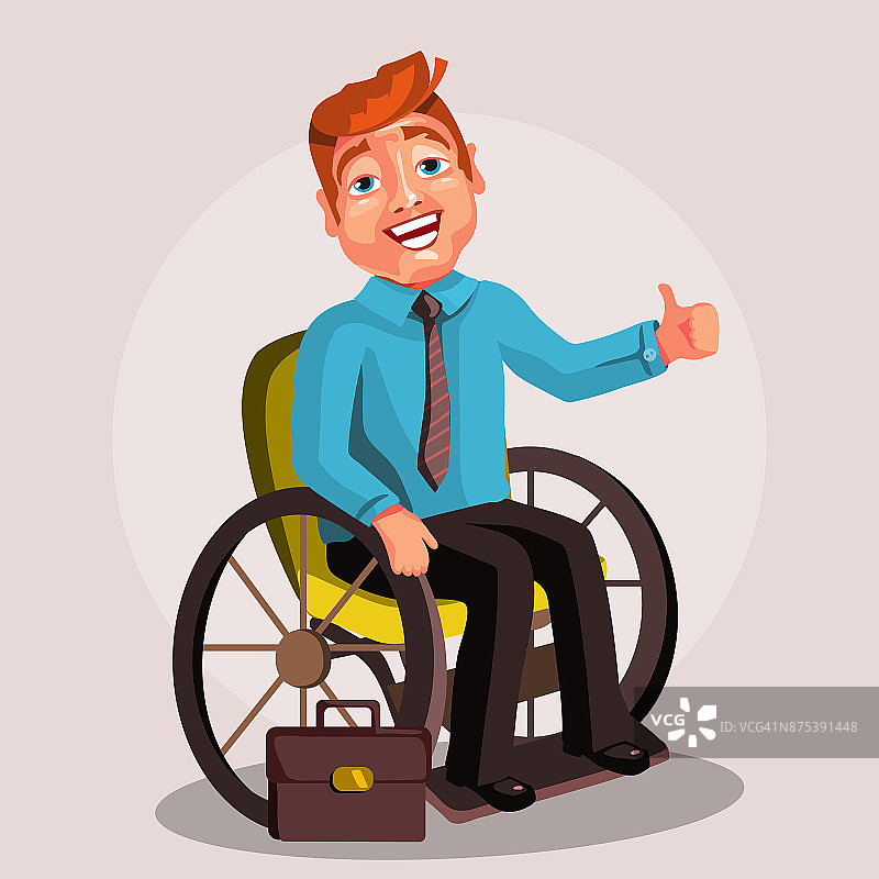 坐轮椅的卡通残疾男人图片素材