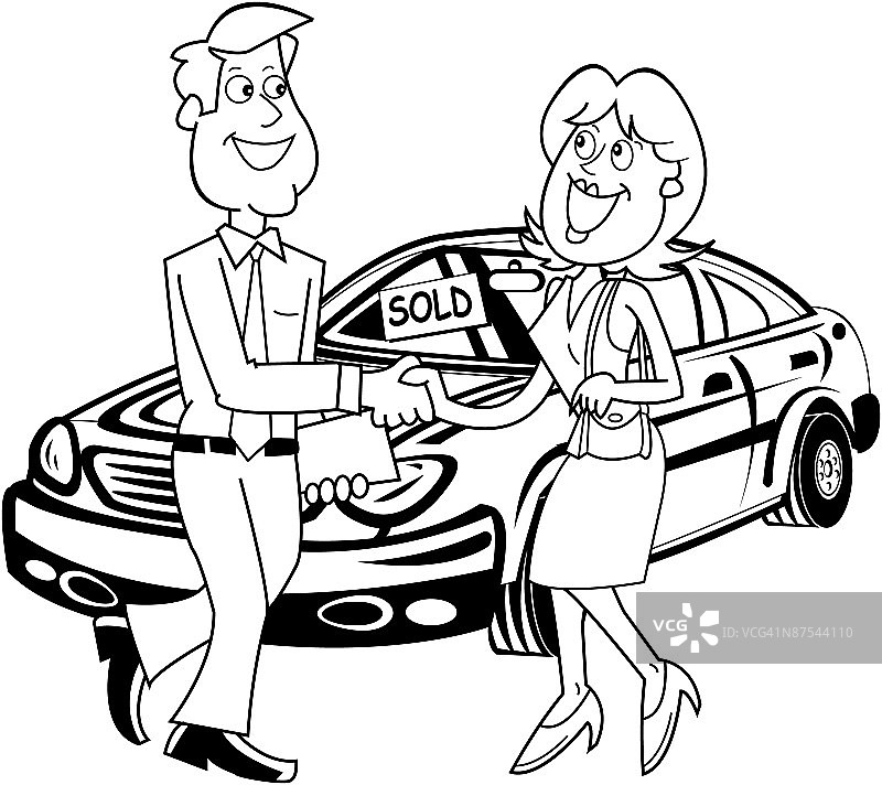 一对夫妇开着老爷车图片素材