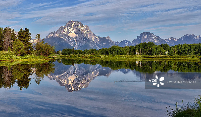 夏季牛轭弯的提顿山脉图片素材