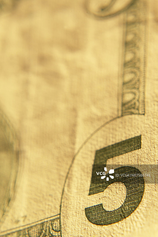 五美元纸币特写图片素材