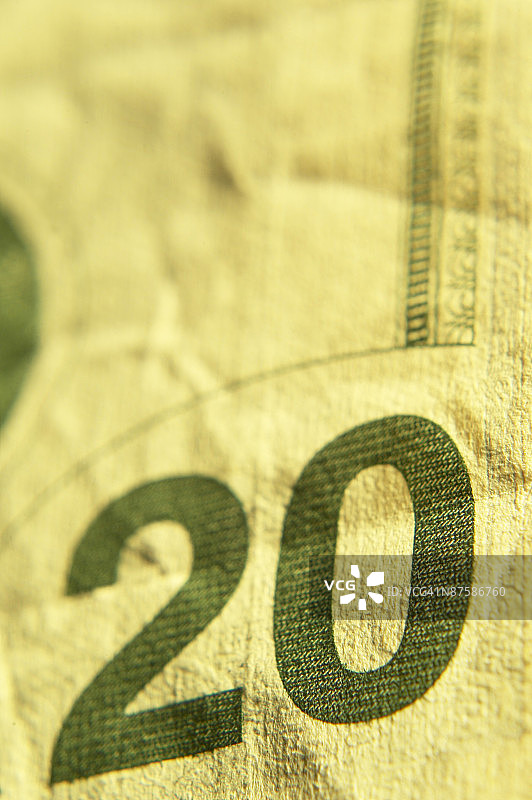 二十美元钞票特写图片素材
