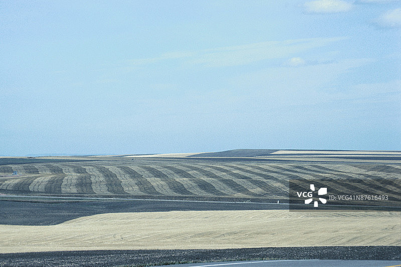 加拿大艾伯塔省的收割后农田图片素材