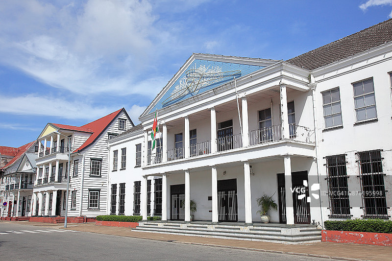 苏里南帕拉马里博美丽的殖民建筑图片素材