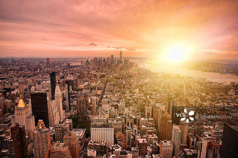 纽约帝国大厦曼哈顿下城全景图片素材