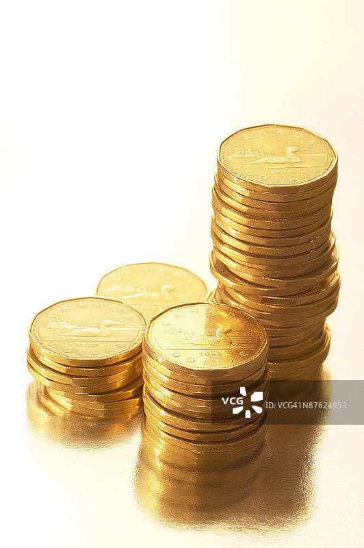 堆叠的加拿大硬币图片素材