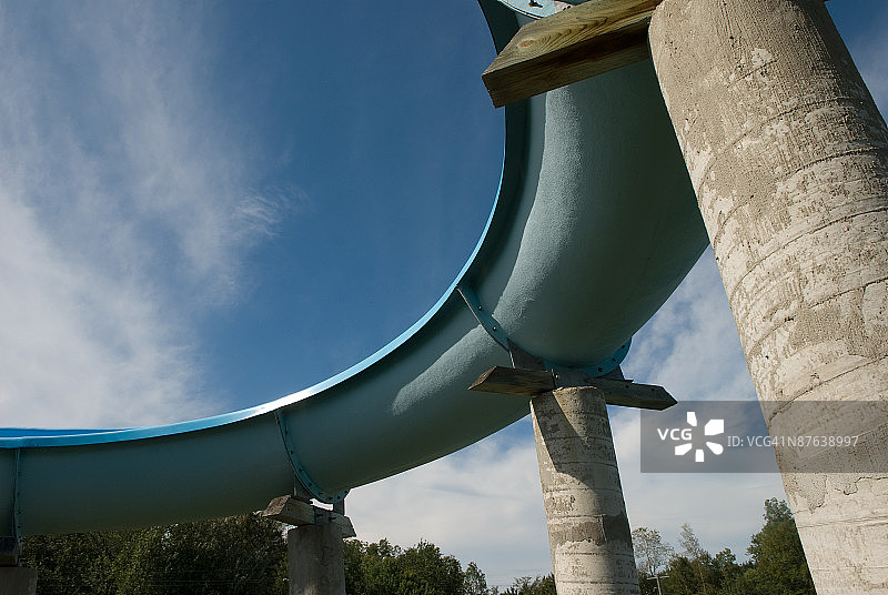 仰视角度拍摄的水上乐园滑道图片素材