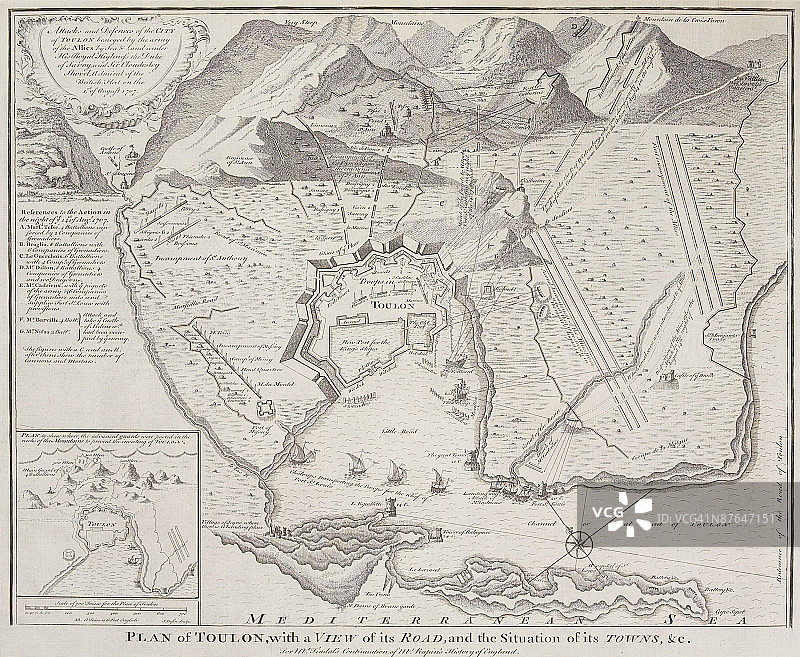 法国土伦市古董地图图片素材