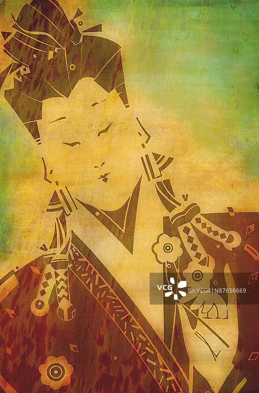 日本艺伎肖像图片素材