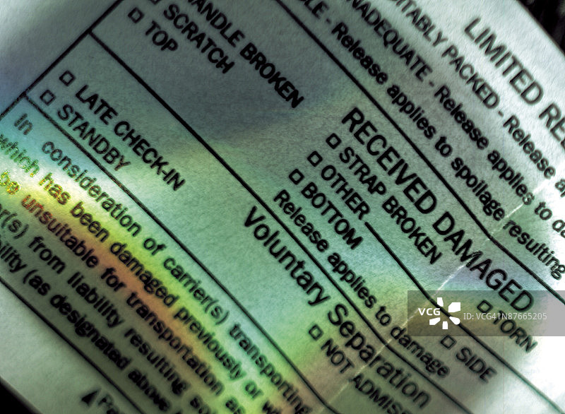 损坏收据特写图片素材