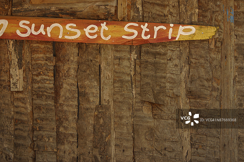 木制日落大道标志图片素材