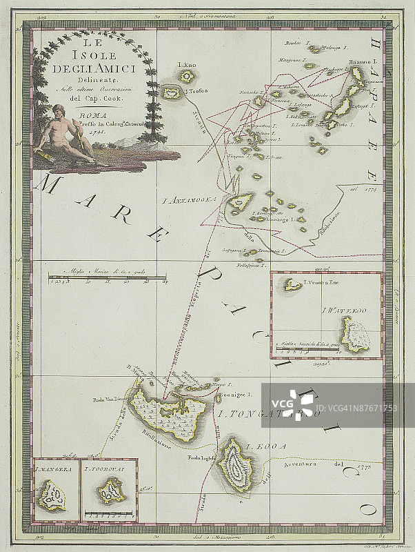 南太平洋友谊群岛古地图图片素材