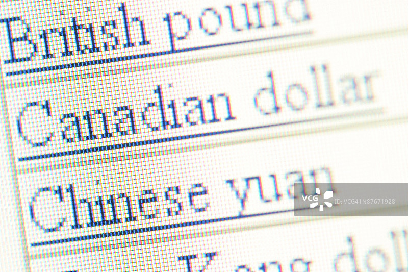 国际货币列表图片素材