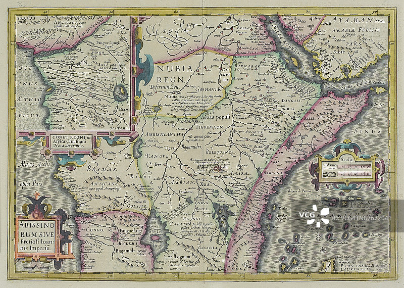 非洲中部古地图，刚果河镶嵌图图片素材