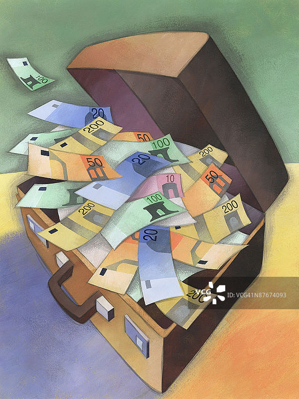 纸币的高角度透视图片素材