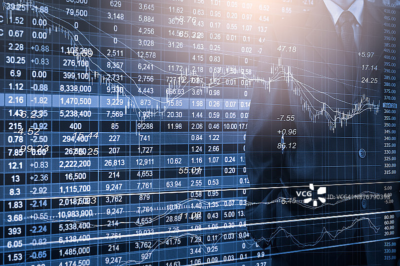 股市金融交易指标背景下的商务男士图片素材