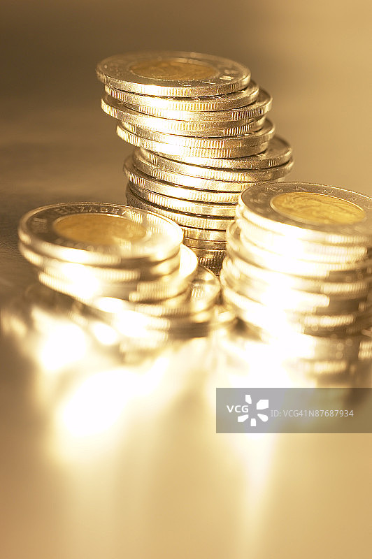 成堆的加拿大闪亮硬币图片素材