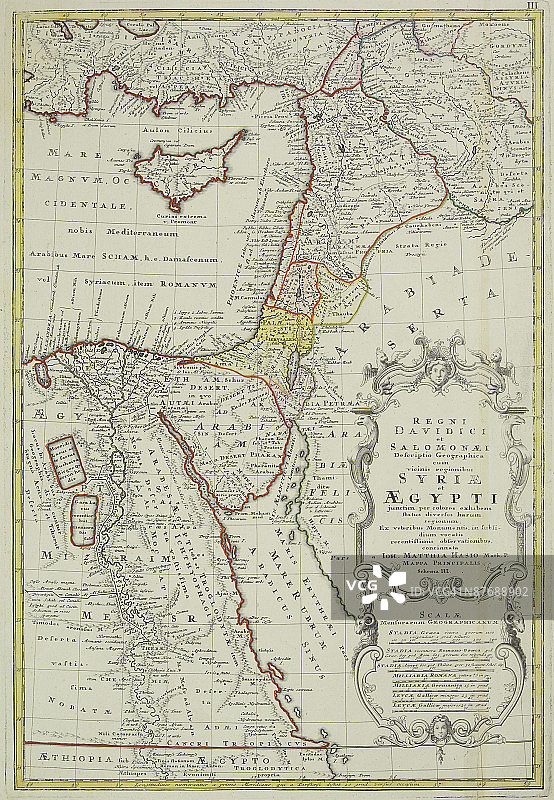 含埃及、叙利亚和以色列的中东古董地图图片素材